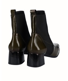 Miliar leather heeled ankle boot with elastic