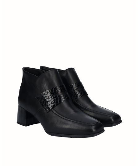 Zapato tacón piel combinada negro