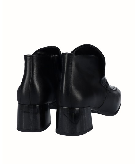 Zapato tacón piel combinada negro