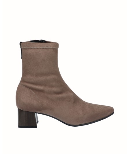 Taupe lycra heeled ankle boot