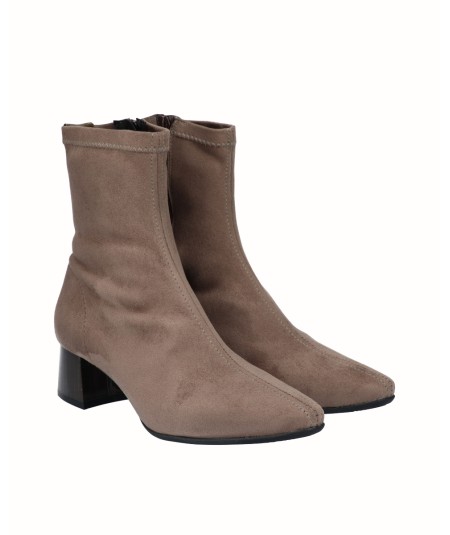Taupe lycra heeled ankle boot