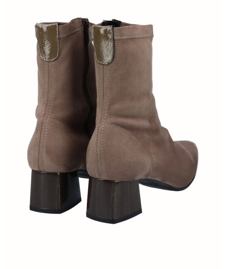 Taupe lycra heeled ankle boot