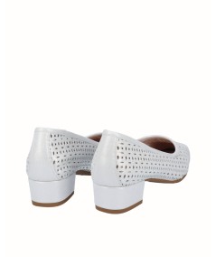 White fantasy leather heeled lounge shoe