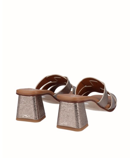Sandal - Bronze leather heeled clog