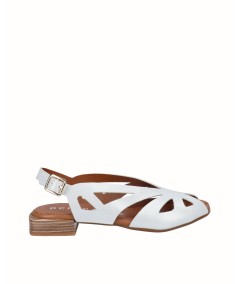 Flat white fantasy leather sandal