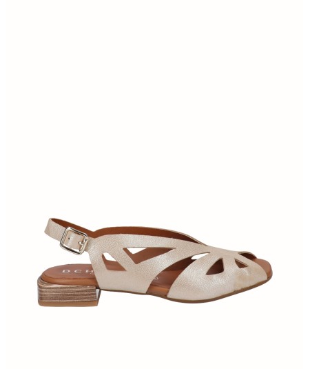 Flat beige fantasy leather sandal