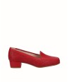Red leather moccasin heeled...