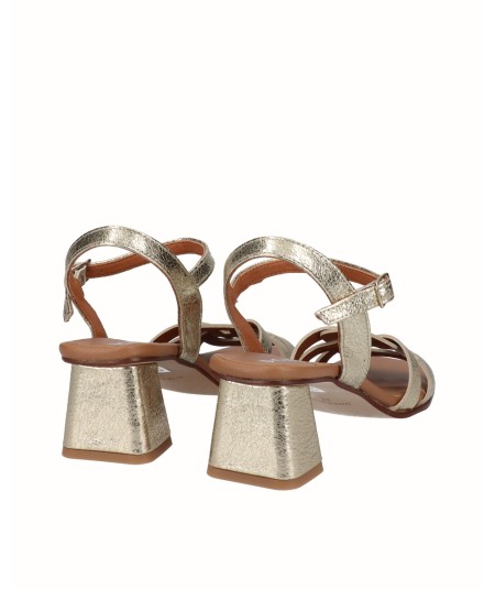 Gold leather heeled sandal