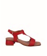 Red leather heeled sandal