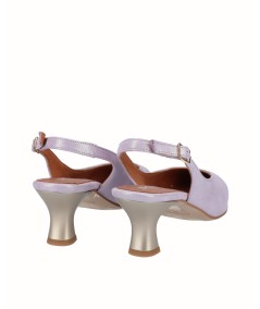 Lilac fancy leather slingback heeled shoe
