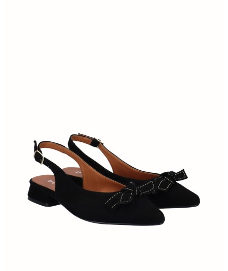 Black suede slingback flat shoe