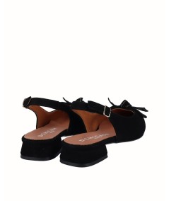 Black suede slingback flat shoe