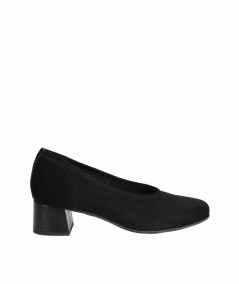 Black lycra heeled lounge shoe