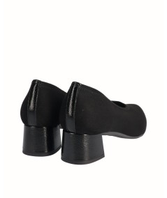 Black lycra heeled lounge shoe