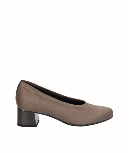 Zapato salón tacón licra taupe