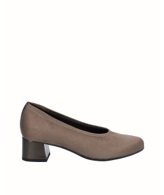 Zapato salón tacón licra taupe