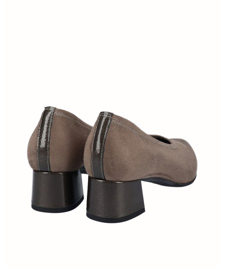Taupe lycra heeled lounge shoe