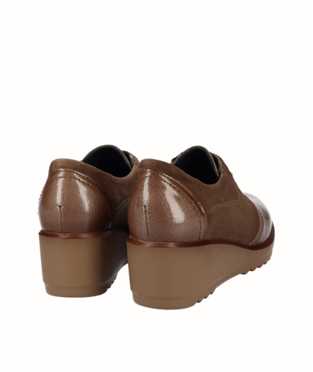 Brown leather wedge blucher shoe