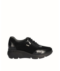Combined black leather waterproof membrane shoe