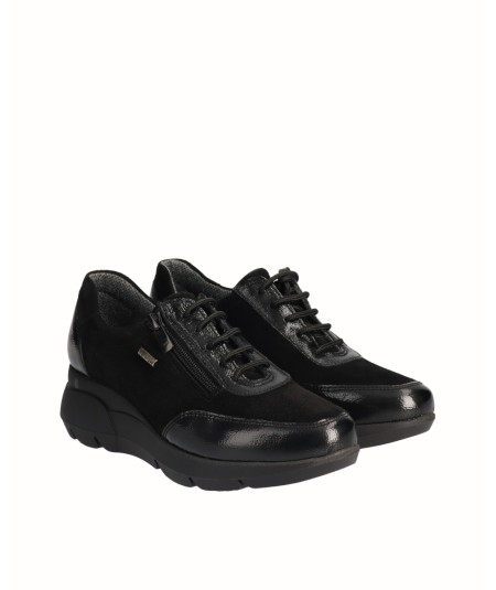 Combined black leather waterproof membrane shoe