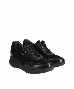 Combined black leather waterproof membrane shoe