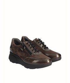 Zapato membrana impermeable piel combinada gris