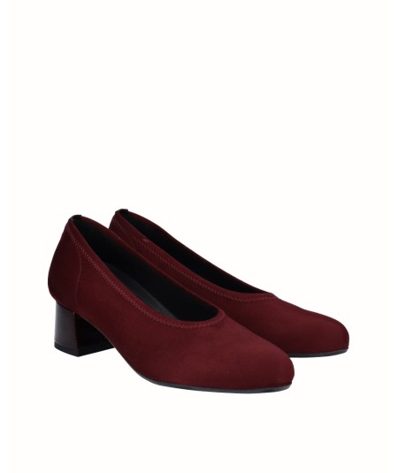Burgundy lycra heeled pumps