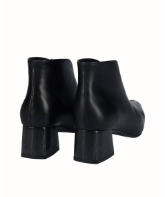 Black smooth leather high-heeled ankle boots