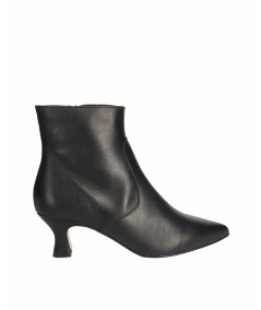 Black smooth leather heeled ankle boot