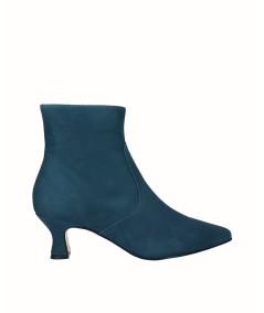 Blue suede heeled ankle boot