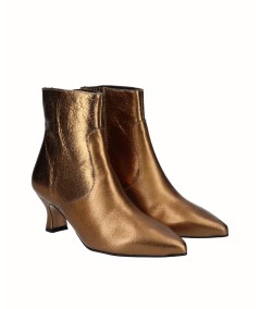 Bronze fantasy leather heeled ankle boot