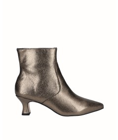 Gray fantasy leather heeled ankle boot