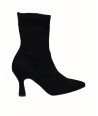 Black lycra heeled ankle boot