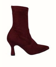 Burgundy lycra heeled ankle boot