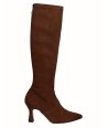 Lycra leather heeled boot
