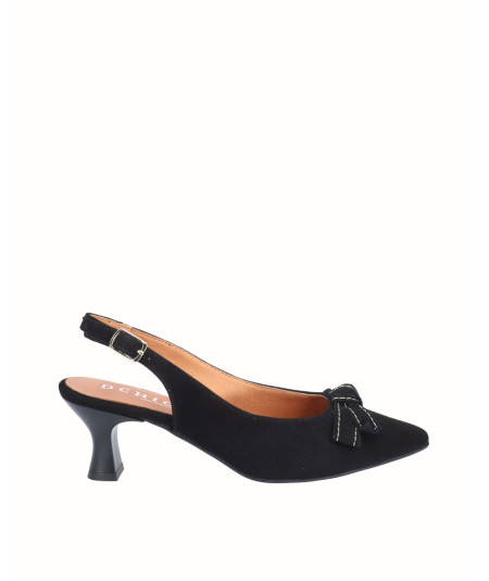 Black suede slingback heeled shoe