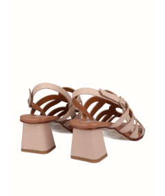 Pink leather heeled sandal