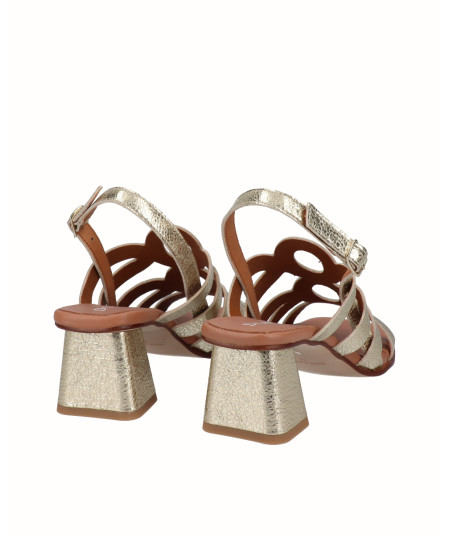 Gold leather heeled sandal