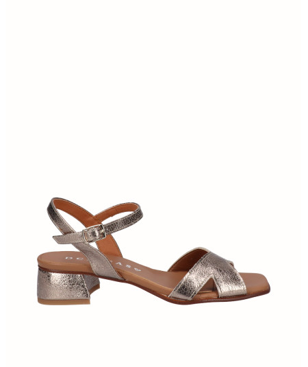 Bronze leather heeled sandal