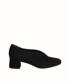 Black suede leather high-heeled shoe