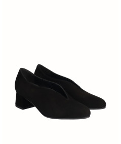 Black suede leather high-heeled shoe