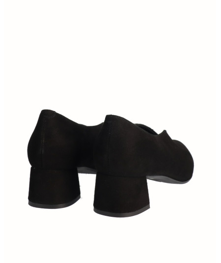 Black suede leather high-heeled shoe