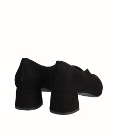 Black suede leather high-heeled shoe