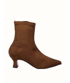 Lycra leather heeled ankle boot