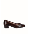 Snake-embossed leather...