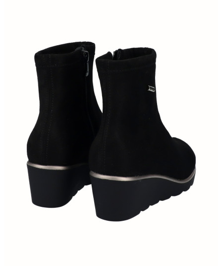 Black snake engraved patent leather wedge ankle boots